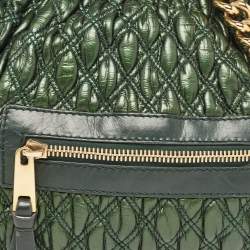 Pre Owned Marc Jacobs Metallic Green Quilted Leather Stam Shoulder Bag