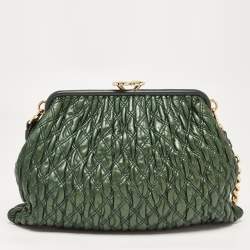 Pre Owned Marc Jacobs Metallic Green Quilted Leather Stam Shoulder Bag