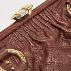 Pre Owned Marc Jacobs Burgundy Quilted Leather Stam Satchel