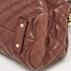Pre Owned Marc Jacobs Burgundy Quilted Leather Stam Satchel