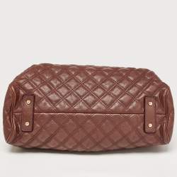 Pre Owned Marc Jacobs Burgundy Quilted Leather Stam Satchel