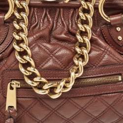 Pre Owned Marc Jacobs Burgundy Quilted Leather Stam Satchel