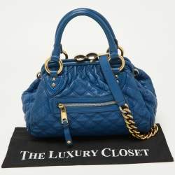 Pre Owned Marc Jacobs Blue Quilted Leather Little Stam Shoulder Bag