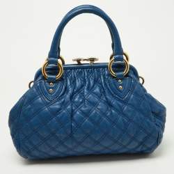 Pre Owned Marc Jacobs Blue Quilted Leather Little Stam Shoulder Bag