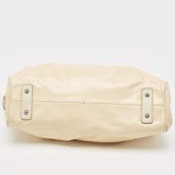 Marc Jacobs Cream Snakeskin Embossed Leather Stam Satchel