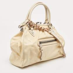 Marc Jacobs Cream Snakeskin Embossed Leather Stam Satchel