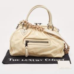 Marc Jacobs Cream Snakeskin Embossed Leather Stam Satchel