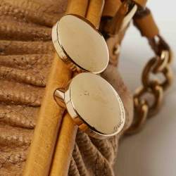 Pre Owned Marc Jacobs Yellow Quilted Coated Canvas and Ostrich Stam Satchel