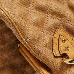 Pre Owned Marc Jacobs Yellow Quilted Coated Canvas and Ostrich Stam Satchel