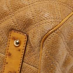 Pre Owned Marc Jacobs Yellow Quilted Coated Canvas and Ostrich Stam Satchel
