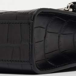Pre Owned Marc Jacobs Black Croc Embossed Leather Micro Tote