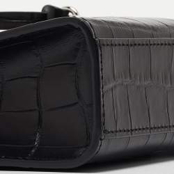 Pre Owned Marc Jacobs Black Croc Embossed Leather Micro Tote