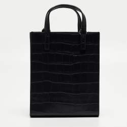 Pre Owned Marc Jacobs Black Croc Embossed Leather Micro Tote