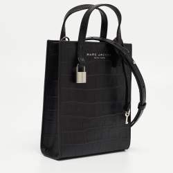 Pre Owned Marc Jacobs Black Croc Embossed Leather Micro Tote