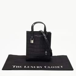 Pre Owned Marc Jacobs Black Croc Embossed Leather Micro Tote