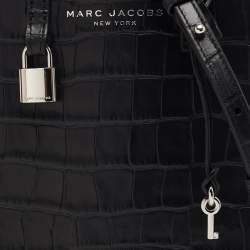 Pre Owned Marc Jacobs Black Croc Embossed Leather Micro Tote