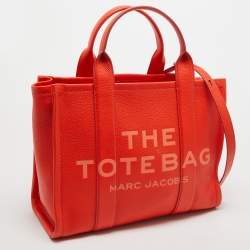 Pre Owned Marc Jacobs Orange Leather Medium The Tote Bag