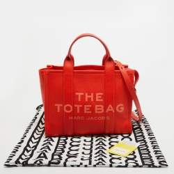 Pre Owned Marc Jacobs Orange Leather Medium The Tote Bag