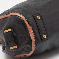 Marc Jacobs Black/Beige Leather Safety Pin Stam Satchel