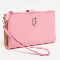 Marc Jacobs Pink/Beige Leather The Phone Wristlet Wallet