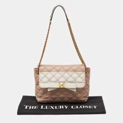 Pre Owned Marc Jacobs Pink/White Quilted Leather Bow Shoulder Bag