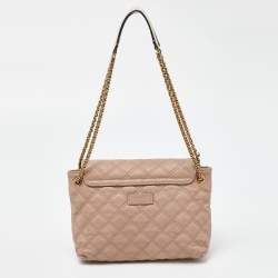 Pre Owned Marc Jacobs Pink/White Quilted Leather Bow Shoulder Bag