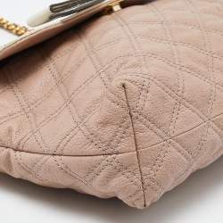 Pre Owned Marc Jacobs Pink/White Quilted Leather Bow Shoulder Bag