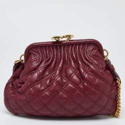 Marc Jacobs Red Quilted Leather Little Stam Shoulder Bag