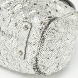 Marc Jacobs Silver Textured Quilted Leather Stam Satchel