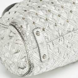 Marc Jacobs Silver Textured Quilted Leather Stam Satchel