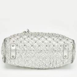 Marc Jacobs Silver Textured Quilted Leather Stam Satchel