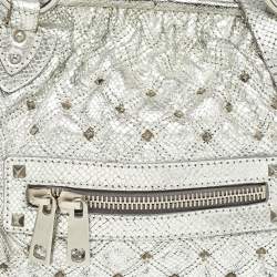 Marc Jacobs Silver Textured Quilted Leather Stam Satchel