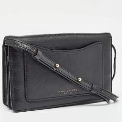 Marc Jacobs Black Leather Recruit Wallet on Strap 