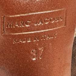 Marc Jacobs Olive Green/Brown Suede and Patent Leather 'Sock' Ankle Boots Size  37