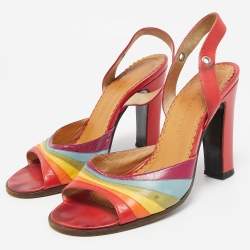 Marc Jacobs Multicolor Leather Open Toe Slingback Sandals Size 37