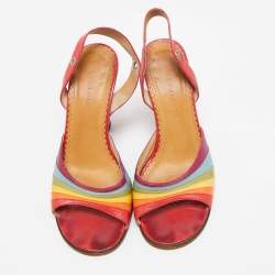 Marc Jacobs Multicolor Leather Open Toe Slingback Sandals Size 37