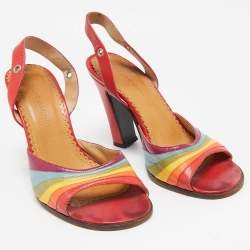 Marc Jacobs Multicolor Leather Open Toe Slingback Sandals Size 37