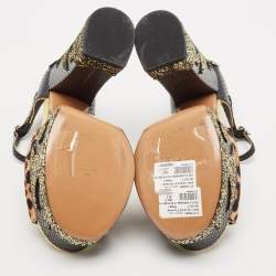 Marc Jacobs Multicolor Calf Hair and Python Embossed Leather Ankle Strap Sandals Size 38.5