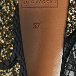 Marc Jacobs Black Python Embossed Leather Ankle Length Boots Size 37