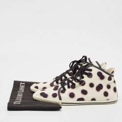 Marc Jacobs Black/Cream Dot Canvas Lace Up Sneakers Size 37