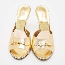 Marc Jacobs Gold Leather Slide Sandals Size 39