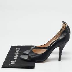 Marc Jacobs Black Leather Logo Ankle Chain Strap Sandals Size 40