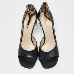 Marc Jacobs Black Leather Logo Ankle Chain Strap Sandals Size 40