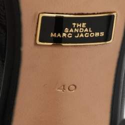 Marc Jacobs Black Leather Logo Ankle Chain Strap Sandals Size 40