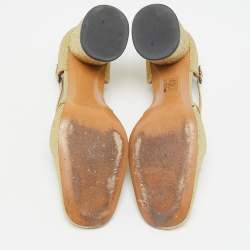 Marc Jacobs Gold Glitter Block Heel Criss Cross Ankle Strap Sandals Size 38