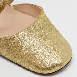 Marc Jacobs Gold Glitter Block Heel Criss Cross Ankle Strap Sandals Size 38