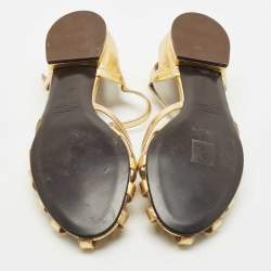 Marc Jacobs Gold Leather T Strap Flat Sandals Size 40.5