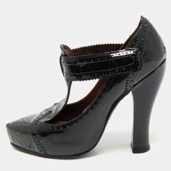 Marc Jacobs Burgundy/Black Patent Leather Mary Jane Pumps Size 37