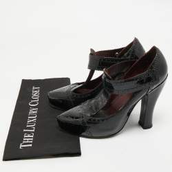 Marc Jacobs Burgundy/Black Patent Leather Mary Jane Pumps Size 37