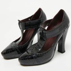 Marc Jacobs Burgundy/Black Patent Leather Mary Jane Pumps Size 37